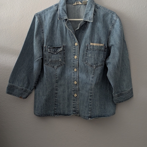 J JILL DENIM JEAN Denim Shirt Jacket Medium Wash Fitted - Picture 9 of 9
